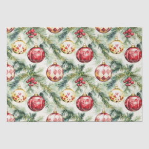 Festive Red Vintage Christmas Ornaments Tissue Paper