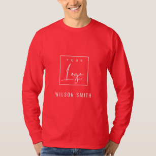 Festive Red White Business Add Your Logo With Name T-Shirt