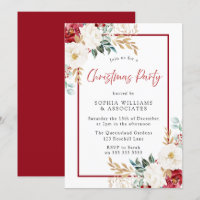 Festive Red White Floral Christmas Party