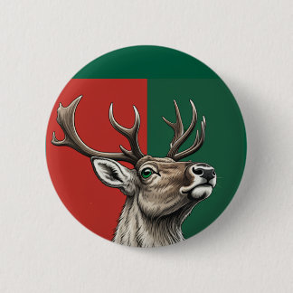 Festive Reindeer 2 Inch Round Button