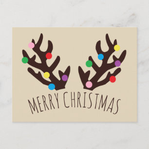 Festive Reindeer Antlers, Christmas Holiday Postca Postcard