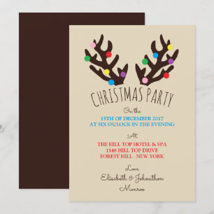 Festive Reindeer Antlers, Christmas Party Invitati Invitation