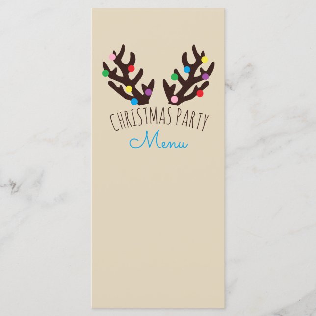 Festive Reindeer Antlers, Christmas Party Menu (Front)