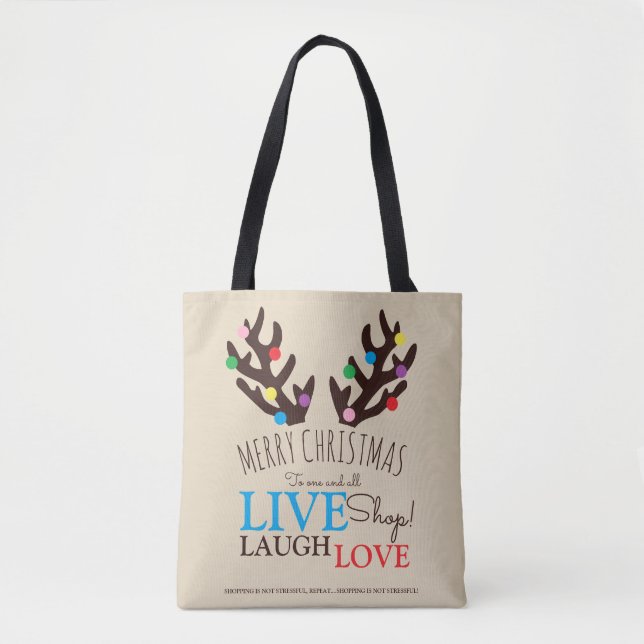 Festive Reindeer Antlers, Christmas Shopping Tote  (Front)
