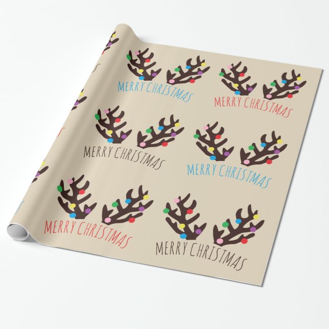 Festive Reindeer Antlers, Christmas Wrapping Paper (Unrolled)