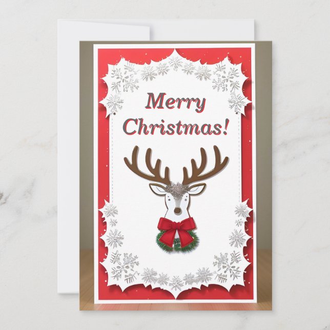 Festive Reindeer Christmas Card (Front)