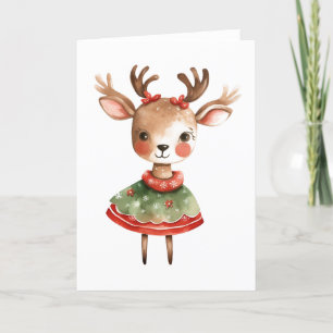 Festive Reindeer Christmas Card – Blank Holiday