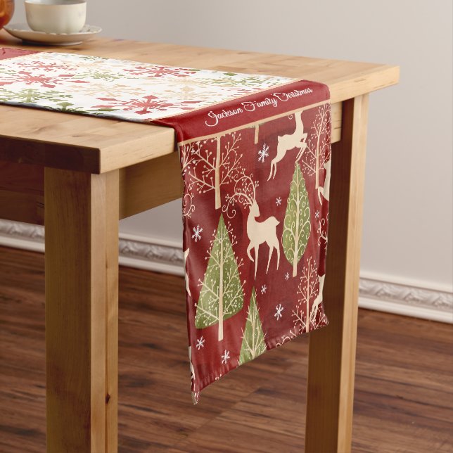 Festive Reindeer Christmas Prints Medium Table Runner (In Situ)