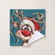 Festive Reindeer Christmas Shower Curtain