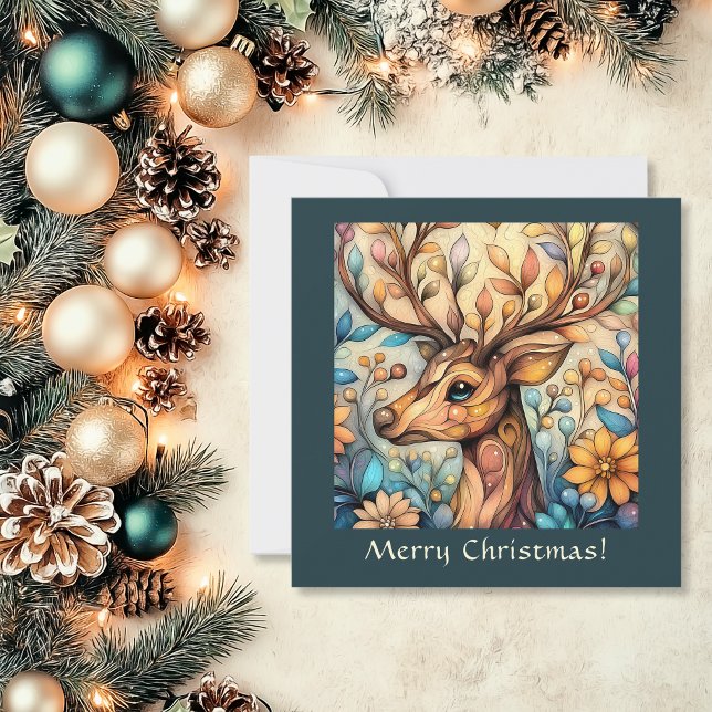 Festive Reindeer Customizable Holiday Card (Festive Reindeer Customizable Holiday Card)