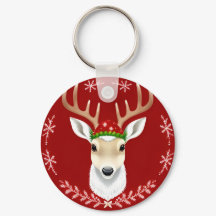 Festive Reindeer Illustration with Red Background