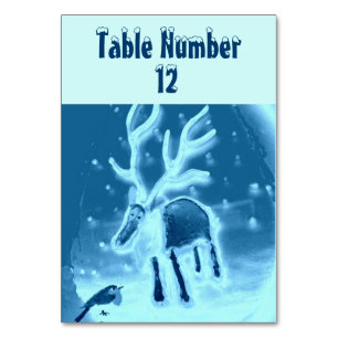 Festive Reindeer Robin in the snow Table Number