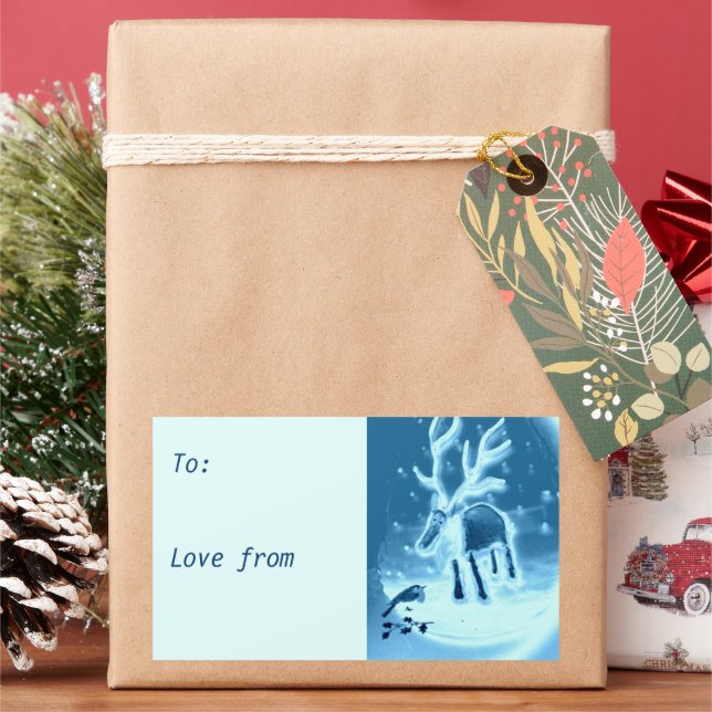 Festive Reindeer Robin Winter Snow Sticker (Holiday)