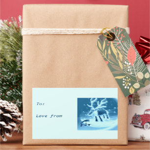 Festive Reindeer Robin Winter Snow Sticker