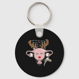Festive Reindeer Uterus Nurse Speculum Xmas Light Keychain