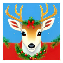 Festive Reindeer with Holiday Wreath