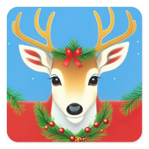 Festive Reindeer with Holiday Wreath