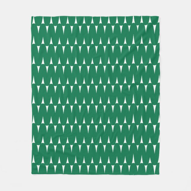 Festive Retro Bright Green Wavy Lines Christmas Fleece Blanket (Front)