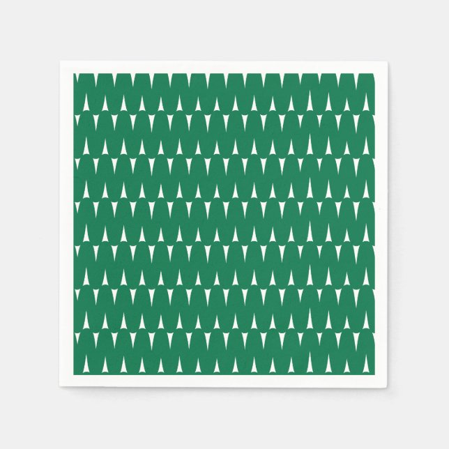 Festive Retro Bright Green Wavy Lines Christmas Napkin (Front)