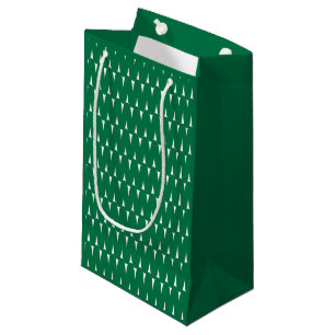 Festive Retro Bright Green Wavy Lines Christmas Small Gift Bag