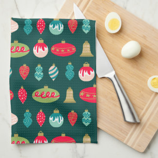 Festive Retro Christmas Ornament Midcentury Modern Kitchen Towel