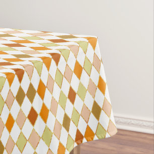 Festive Retro Orange Beige Diamond Pattern Tablecloth