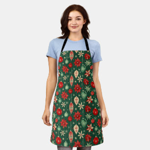 Festive Retro Ornaments Seamless Pattern Apron
