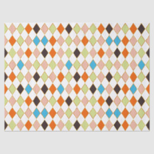 Festive Retro Pastel Diamond Pattern Tissue Paper