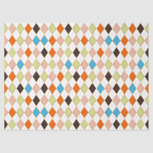 Festive Retro Pastel Diamond Pattern Tissue Paper (Front)