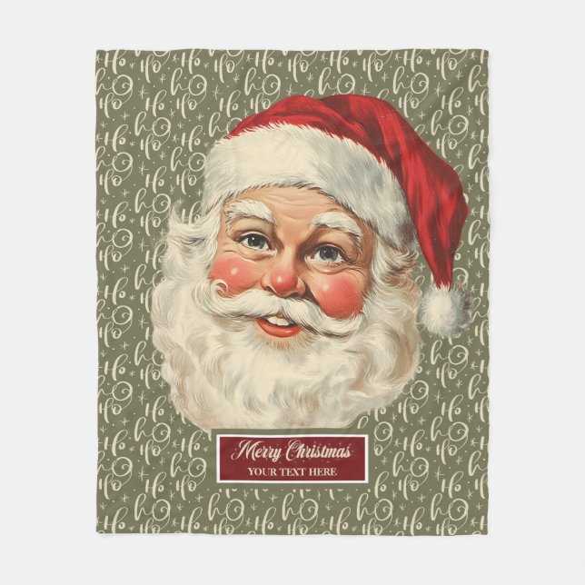 Festive Retro Santa Claus Holiday Blanket (Front)