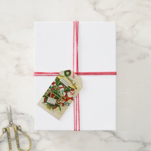 festive retro vintage Christmas Santa add name Gift Tags