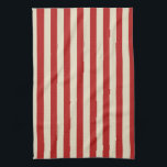 Festive Retro Vintage Vertical PopCorn Stripes Kitchen Towel<br><div class="desc">A retro style festive popcorn red and beige stripes decor in horizontal or in vertical fashion are a modern classic graphic design style that always make for a great custom gift for yourself or for someone special on your list, these are sure to make an impression on any festive occasions....</div>