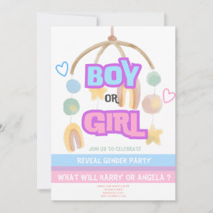 Festive Reveal Gender Baby Party Invitation