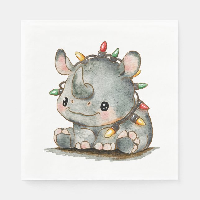 Festive Rhino Napkin (Front)