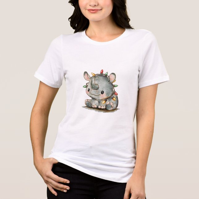 Festive Rhino Tri-Blend Shirt (Front)