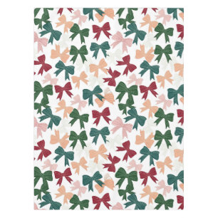 Festive Ribbon Parade – Multicolor Bows on White Tablecloth