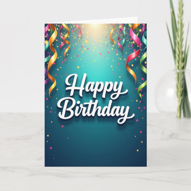 Festive Ribbons Birthday Card (Front)