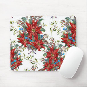 Festive Rich Red Poinsettia flower Mouse Pad