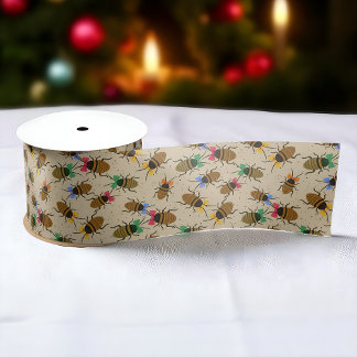 Festive Roaches with Bows Christmas Satin Ribbon