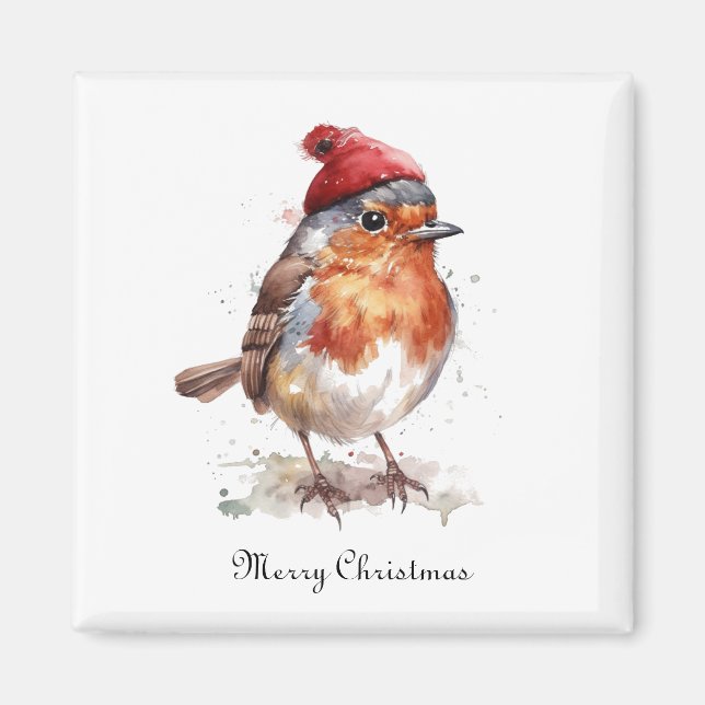 Festive Robin Kitchen Christmas Accent Magnet (Front)