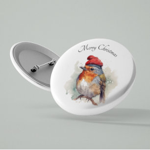 Festive Robin Woodland Jacket Flair 2 Inch Round Button