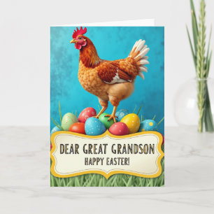 Festive Rooster And Eggs Card