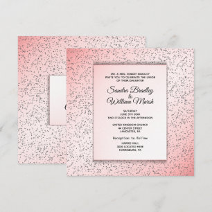 Festive Rose Glitter Look Wedding Invitation
