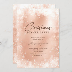 Festive rose gold white snow elegant  Christmas Invitation