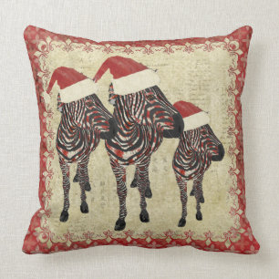Festive Rose Zebras Red Mojo Pillow