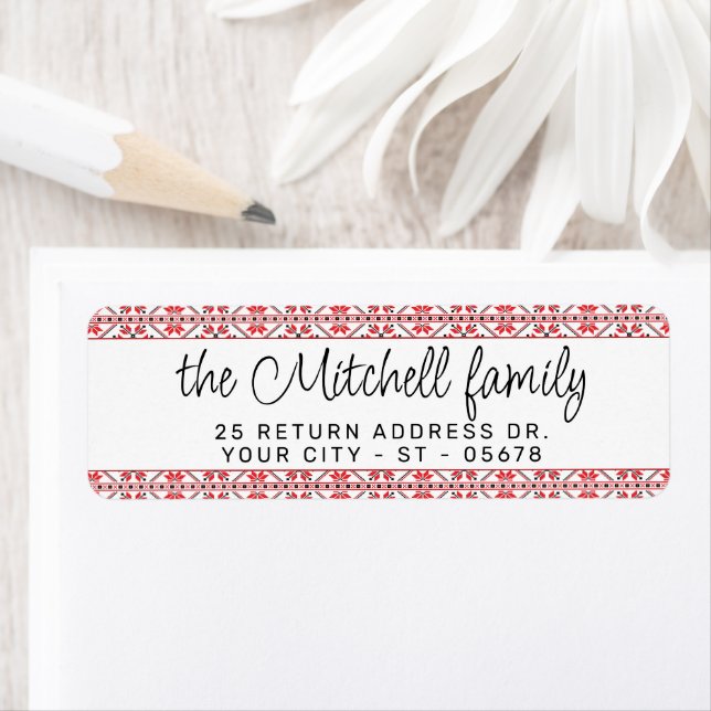 Festive Rouge Noir Classique Nordique Fair Isle Mo (En situation)