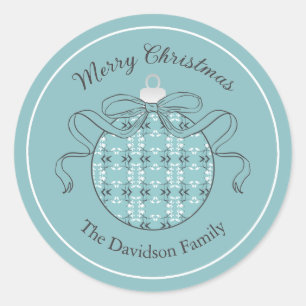 Festive Royal Botanical Robin's Egg Blue Classic Round Sticker