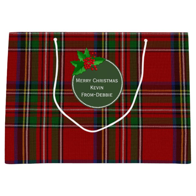 Festive Royal Stewart Large Custom Gift Bag (Front)