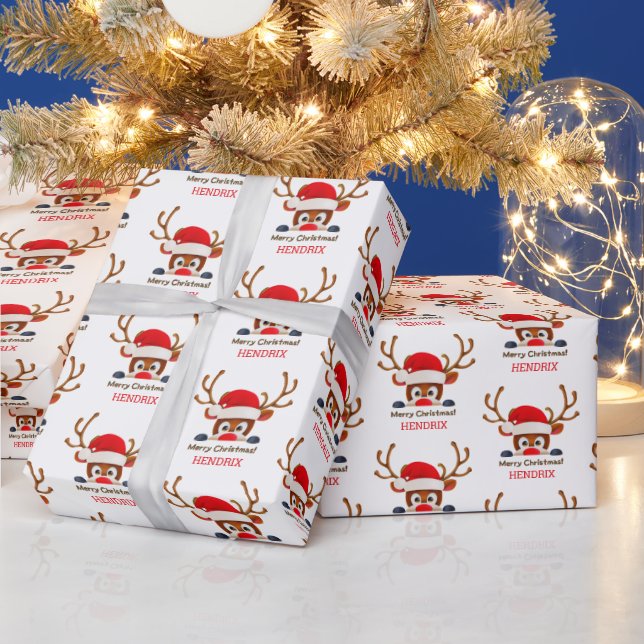 Festive Rudolph Christmas Wrapping Paper (Holidays)