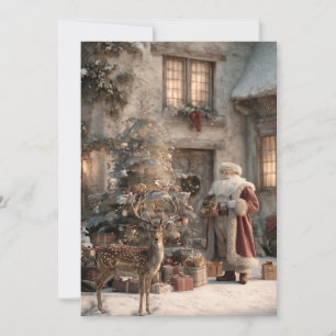 Festive Rustic Vintage Santa Christmas Card